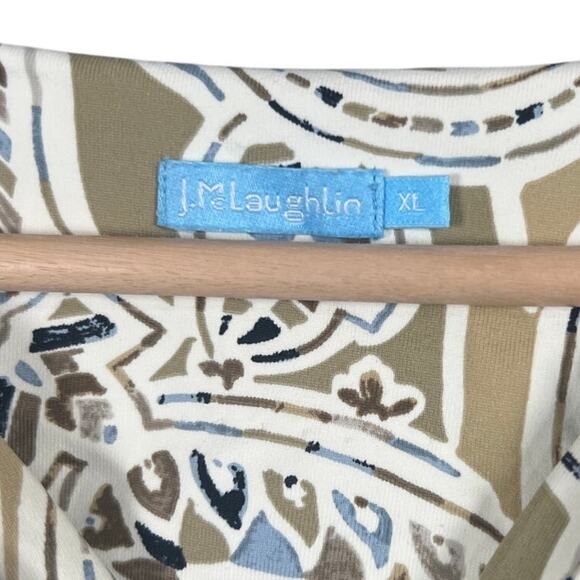 J. Mclaughlin XL Nylon Catalina Dress Women’s Carly Folklore Taupe Paisley - Picture 3 of 7